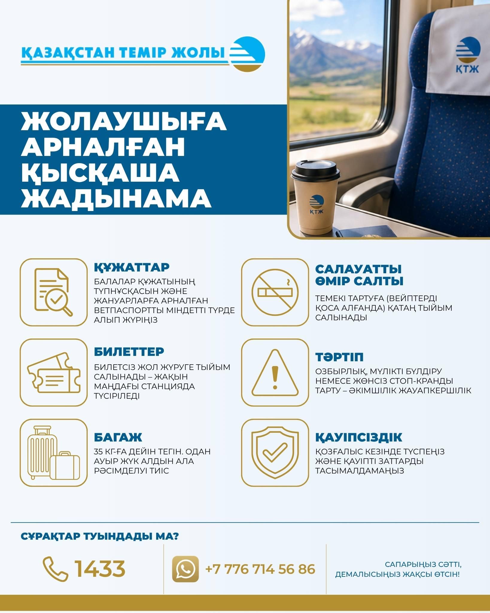 Мамырдағы демалыс күндері қарсаңында ҚТЖ теміржол көлігімен жолда жүру ережелерін еске салды